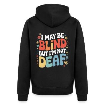 Blinde Blindheit Sehbehinderte Menschen - Unisex Premium Bio Zip Hoodie - Schwarz - Hinten - Nico (187cm)