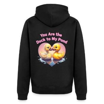 Cute Cartoon Ducks Form Heart Shape At Pond gift - Unisex Premium Organic Zip Hoodie - black - Back - Nico (187cm)