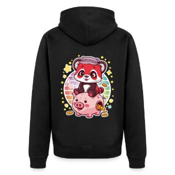 Panda Kawaii Rouge avec Tirelire - Veste à capuche bio Premium Unisexe - noir - Dos - Nico (187cm)