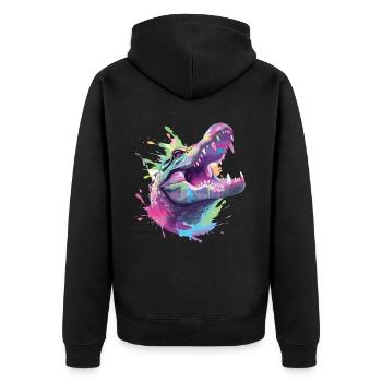 Alligator Crocodile Caiman Reptile Predator Animal - Unisex Premium Organic Zip Hoodie - black - Back - Nico (187cm)