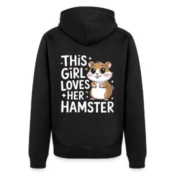 Hamster - Unisex Premium Bio Zip Hoodie - Schwarz - Hinten - Nico (187cm)