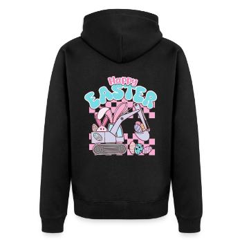 Happy Easter - Unisex Premium Bio Zip Hoodie - Schwarz - Hinten - Nico (187cm)