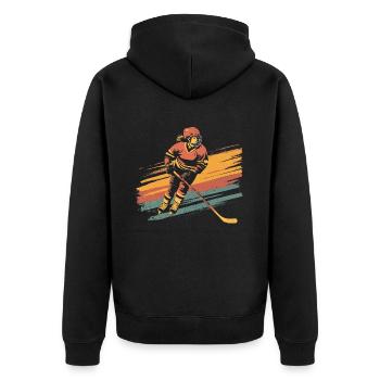 Eishockey Frauen Eishockeyspielerin - Unisex Premium Bio Zip Hoodie - Schwarz - Hinten - Nico (187cm)