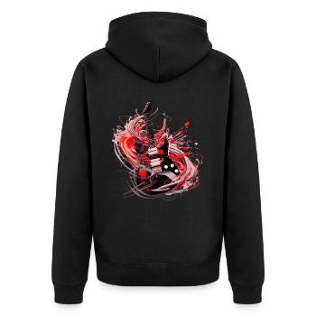 E-Gitarre Gitarre Gitarrist Musik Instrument Rock - Unisex Premium Bio Zip Hoodie - Schwarz - Hinten - Nico (187cm)
