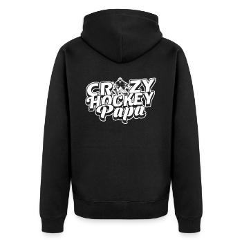 Crazy Hockey Papa - Unisex Premium Organic Zip Hoodie - black - Back - Nico (187cm)