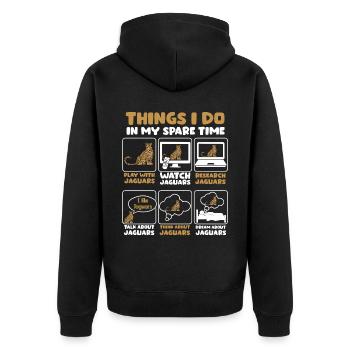 Liebes jaguar zeit geschenk - Unisex Premium Bio Zip Hoodie - Schwarz - Hinten - Nico (187cm)