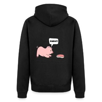 Eat pork pork papa gift - Unisex Premium Organic Zip Hoodie - black - Back - Nico (187cm)