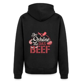 Der Schöne Und Das Beef - Unisex Premium Bio Zip Hoodie - Schwarz - Hinten - Nico (187cm)