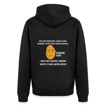 Kartoffel - Unisex Premium Bio Zip Hoodie - Schwarz - Hinten - Nico (187cm)