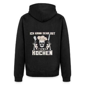 Ich Kann Sehr Gut Innerlich Kochen - Unisex Premium Bio Zip Hoodie - Schwarz - Hinten - Nico (187cm)