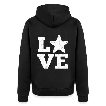 Seestern - Unisex Premium Bio Zip Hoodie - Schwarz - Hinten - Nico (187cm)