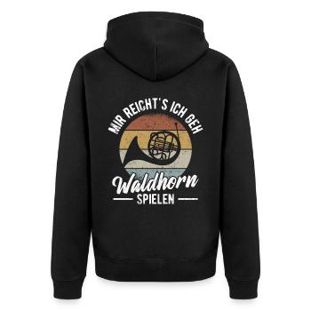 Waldhorn Hornist Orchester Horn Musiker - Unisex Premium Bio Zip Hoodie - Schwarz - Hinten - Nico (187cm)