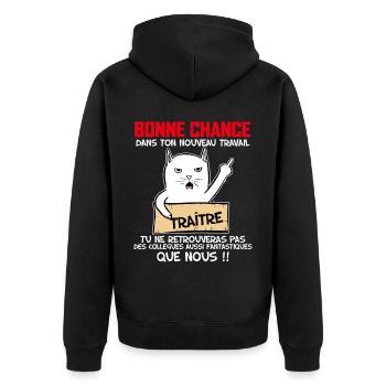 Collègue Message Départ Humour - Veste à capuche bio Premium Unisexe - noir - Dos - Nico (187cm)