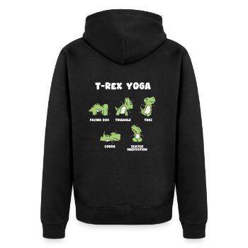 T rex Yoga geschenk - Unisex Premium Bio Zip Hoodie - Schwarz - Hinten - Nico (187cm)