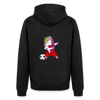 Denmark football-dabbing gift - Unisex Premium Organic Zip Hoodie - black - Back - Nico (187cm)