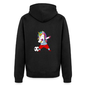 Uruguay fußball tupfen geschenk - Unisex Premium Bio Zip Hoodie - Schwarz - Hinten - Nico (187cm)