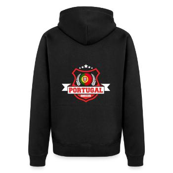 Portugal Fußball Geschenk - Unisex Premium Bio Zip Hoodie - Schwarz - Hinten - Nico (187cm)