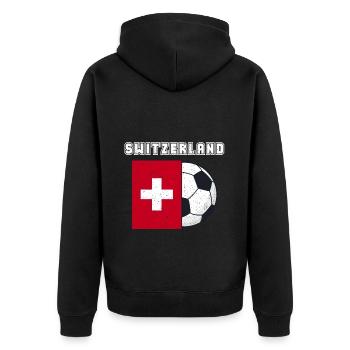 Cadeau drapeau de l’équipe de Suisse de football - Veste à capuche bio Premium Unisexe - noir - Dos - Nico (187cm)