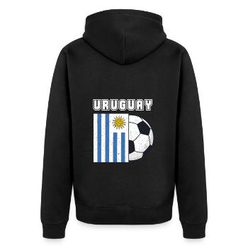 Uruguay-fußball-team-flaggen-geschenk - Unisex Premium Bio Zip Hoodie - Schwarz - Hinten - Nico (187cm)