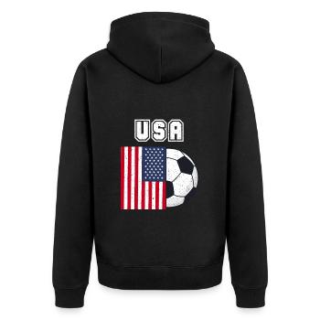 Usa-fußball-team-flaggen-geschenk - Unisex Premium Bio Zip Hoodie - Schwarz - Hinten - Nico (187cm)