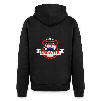 Kroatien Fußball Geschenk - Unisex Premium Bio Zip Hoodie - Schwarz - Hinten - Nico (187cm)