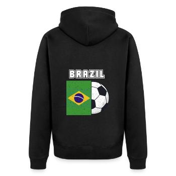 Brazil football team flag gift - Unisex Premium Organic Zip Hoodie - black - Back - Nico (187cm)