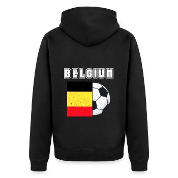 Belgien Fußballmannschaft Flagge Geschenk - Unisex Premium Bio Zip Hoodie - Schwarz - Hinten - Nico (187cm)