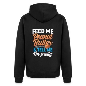 Erdnussbutter Peanut Butter Marmelade Geschenk - Unisex Premium Bio Zip Hoodie - Schwarz - Hinten - Nico (187cm)