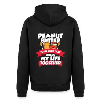 Erdnussbutter Peanut Butter Marmelade Geschenk - Unisex Premium Bio Zip Hoodie - Schwarz - Hinten - Nico (187cm)