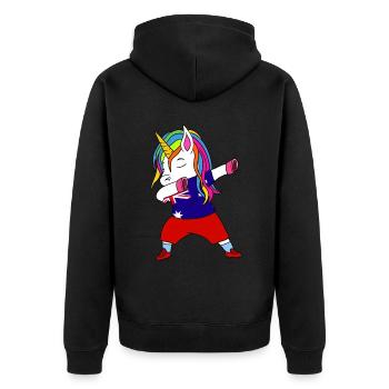 Australien-fußball-tupfendes Geschenk - Unisex Premium Bio Zip Hoodie - Schwarz - Hinten - Nico (187cm)