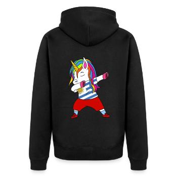 Uruguay fußball tupfen geschenk - Unisex Premium Bio Zip Hoodie - Schwarz - Hinten - Nico (187cm)