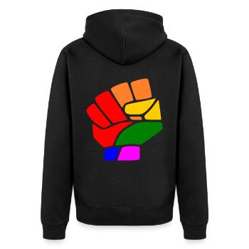 Lgbt - Unisex Premium Bio Zip Hoodie - Schwarz - Hinten - Nico (187cm)