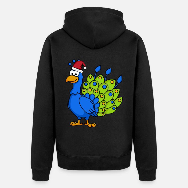 Peacock Comic Christmas - Veste à capuche bio Premium Unisexe - noir