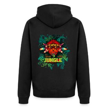 Dschungel Totem - Unisex Premium Bio Zip Hoodie - Schwarz - Hinten - Nico (187cm)