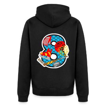 Eishockey 8. Geburtstagsparty Nummer 8 - 8 Jahre - Unisex Premium Bio Zip Hoodie - Schwarz - Hinten - Nico (187cm)
