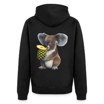 Koala et ananas - Veste à capuche bio Premium Unisexe - noir - Dos - Nico (187cm)