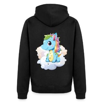 DIno Baby Regenbogen Geschenk - Unisex Premium Bio Zip Hoodie - Schwarz - Hinten - Nico (187cm)
