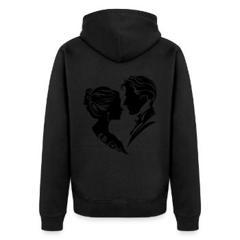 Silhouette de mariage de couple marié - Veste à capuche bio Premium Unisexe - noir - Dos - Nico (187cm)