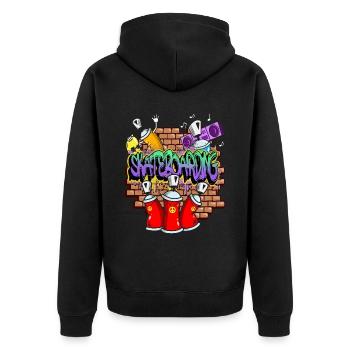 Skateboarding Skater Board Graffiti Spray Sprayer - Unisex Premium Bio Zip Hoodie - Schwarz - Hinten - Nico (187cm)