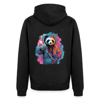 Panda with torch - Unisex Premium Organic Zip Hoodie - black - Back - Nico (187cm)
