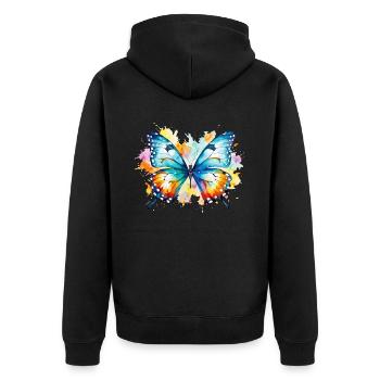 butterfly colorful colorful beautiful art nature - Unisex Premium Organic Zip Hoodie - black - Back - Nico (187cm)