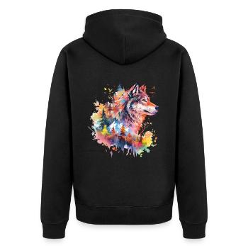 Loup tête de loup Nature nature sauvage aventure forêt Art - Veste à capuche bio Premium Unisexe - noir - Dos - Nico (187cm)