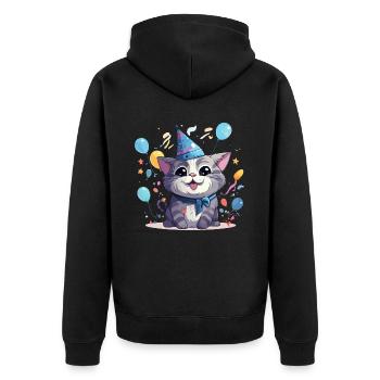 Réveillon du Nouvel An Chat Bonne Année Fête du Nouvel An Célébration - Veste à capuche bio Premium Unisexe - noir - Dos - Nico (187cm)