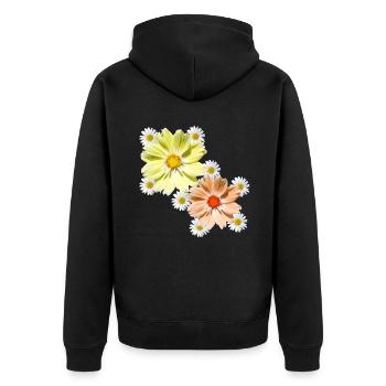 Cosmee with daisies blossom floral floral pattern - Unisex Premium Organic Zip Hoodie - black - Back - Nico (187cm)