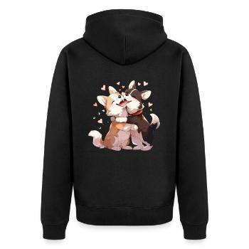 Chiens Amour Câlin Câlin Coeur Mignon Mignon - Veste à capuche bio Premium Unisexe - noir - Dos - Nico (187cm)