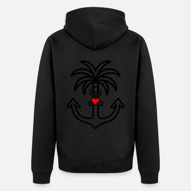 Palmier ancre coeur amour - Veste à capuche bio Premium Unisexe - noir