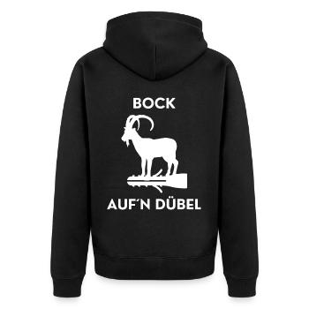 Bock auf ´n Dübel / Kiffen Cannabis Weed 420 Bong - Unisex Premium Bio Zip Hoodie - Schwarz - Hinten - Nico (187cm)