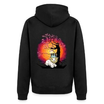 Tree, Cherry Blossom, Cherry Blossom, Sheep, Lion, Crown - Unisex Premium Organic Zip Hoodie - black - Back - Nico (187cm)