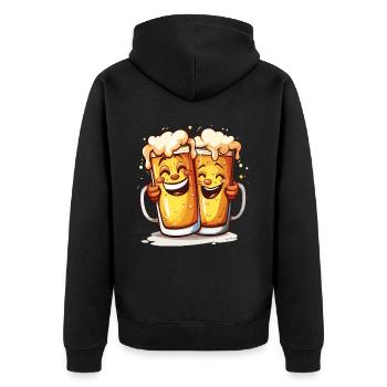 Beer Funny Beer Mugs Laughing Drinking Alcohol Humor - Unisex Premium Organic Zip Hoodie - black - Back - Nico (187cm)