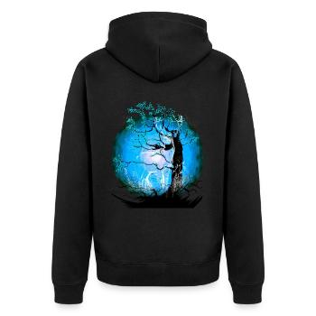 Arbre, Nature, Cerf, Cerf, Animaux De La Forêt, Chevreuil Sauvage - Veste à capuche bio Premium Unisexe - noir - Dos - Nico (187cm)